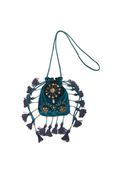 POUCH THE PRECIOUS VELVET BLU