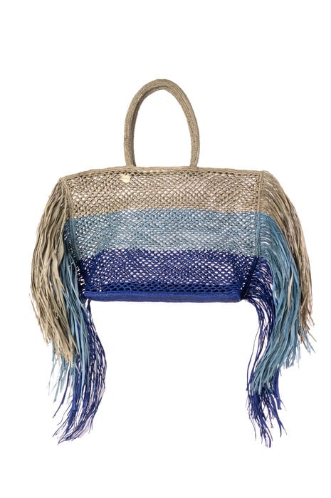 SHOPPING HUES & FRINGE RAFFIA BLU