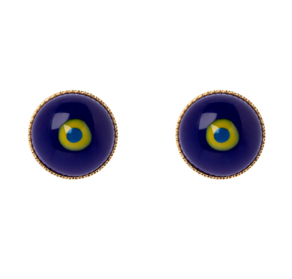 Piccoli orecchini a bottone Partenope - Blu