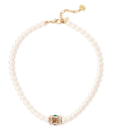 Collana di perle e cilindretto Mylitta - Bordeaux