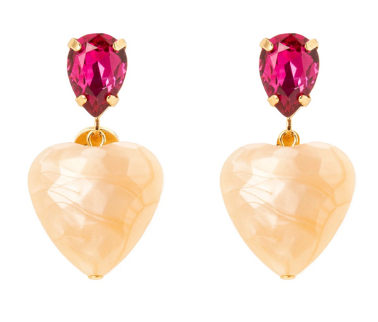 Orecchini cristallo a goccia e cuore Demetra - Ambra