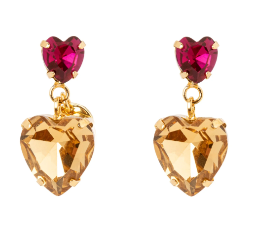 Orecchini a due cuori Demetra - Champagne