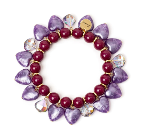 Bracciale elastico boule e cuori Demetra - Viola