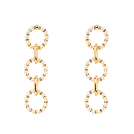 Orecchini a tre cerchi incatenati Drusilla - Bianco