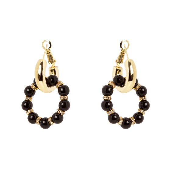 Orecchini a cerchio pendente Drusilla - Nero
