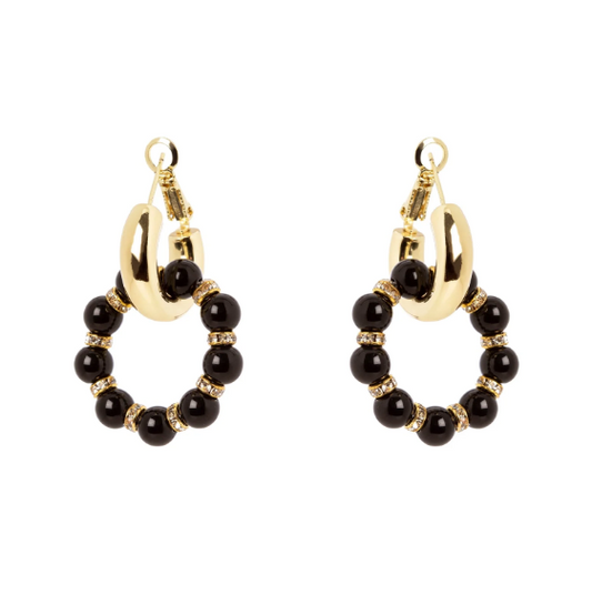 Orecchini a cerchio pendente Drusilla - Nero