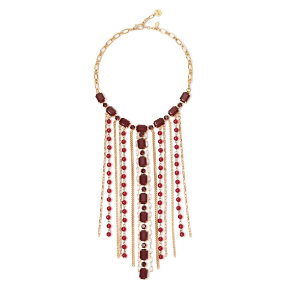 Girocollo con lunga frangia Semira - Rosso