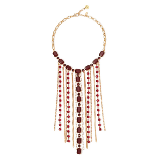 Girocollo con lunga frangia Semira - Rosso