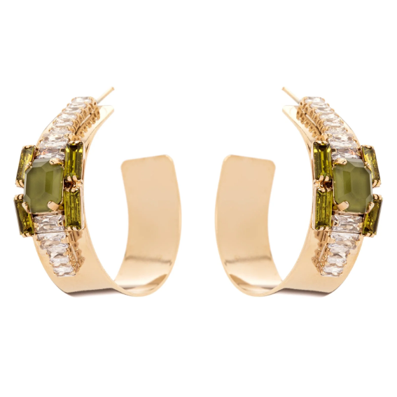 Orecchini a cerchio Semira - Verde