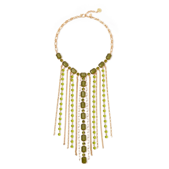 Girocollo con lunga frangia Semira - Verde