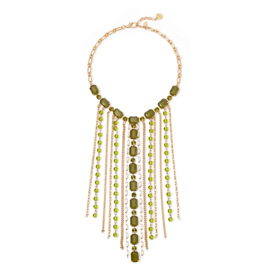 Girocollo con lunga frangia Semira - Verde