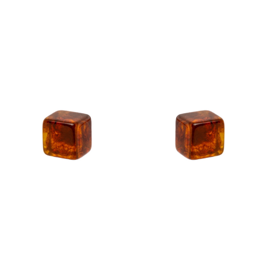 Orecchini cubetto Yaba - Marrone