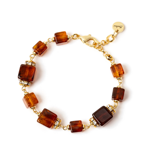 Bracciale con elementi cubici Yaba - Marrone