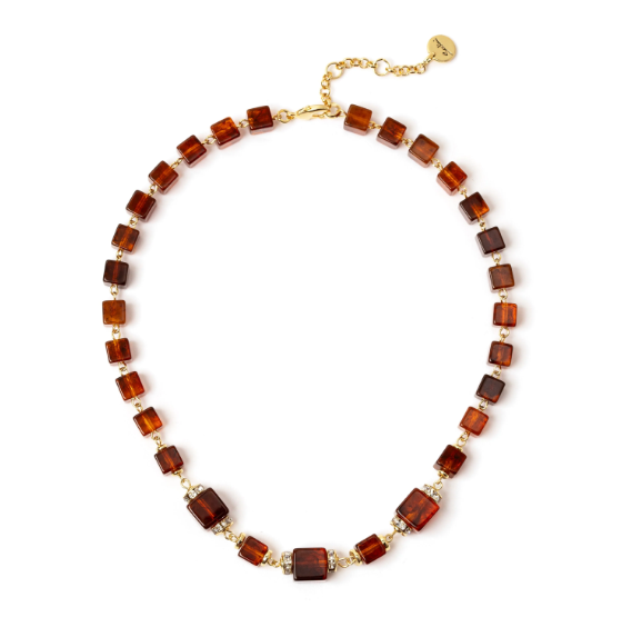 Girocollo con elementi cubici Yaba - Marrone