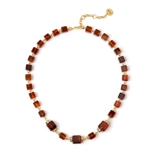 Girocollo con elementi cubici Yaba - Marrone