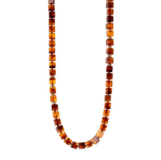 Collana con elementi cubici Yaba - Marrone