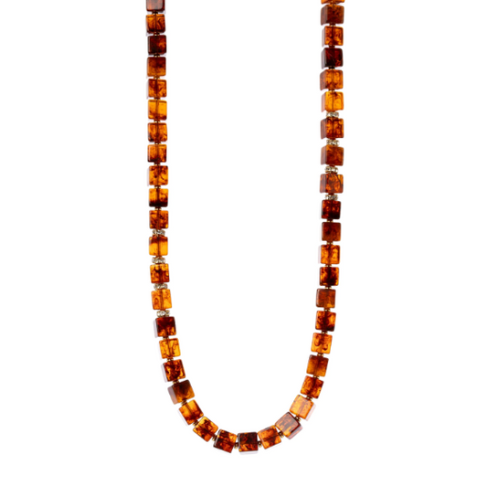 Collana con elementi cubici Yaba - Marrone