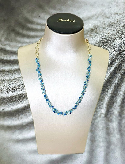 Collana corta con piccoli zirconi Blu Kristall