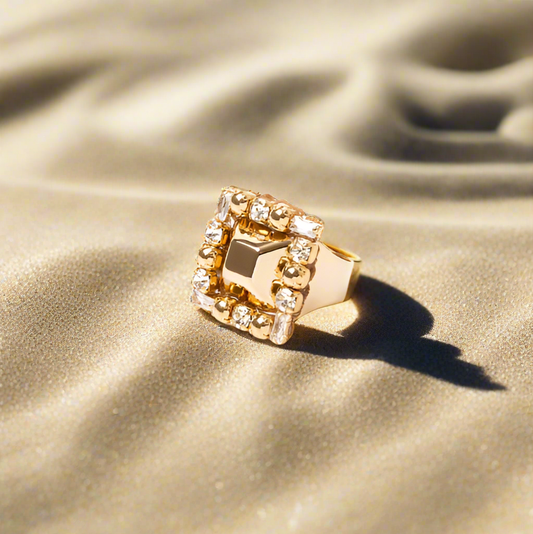 Anello quadrato Babilonia - Oro e bianco