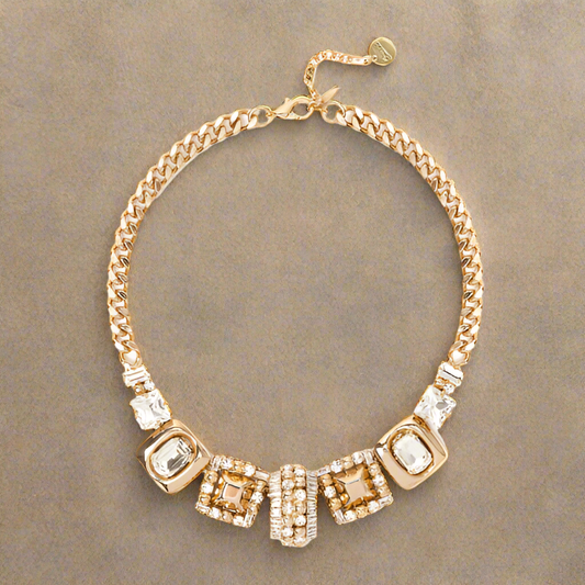 Girocollo grandi charm Babilonia - Oro e bianco