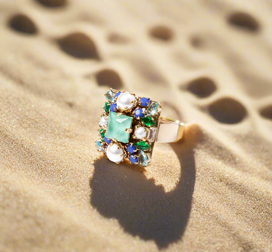 Anello con top quadrato Sirens