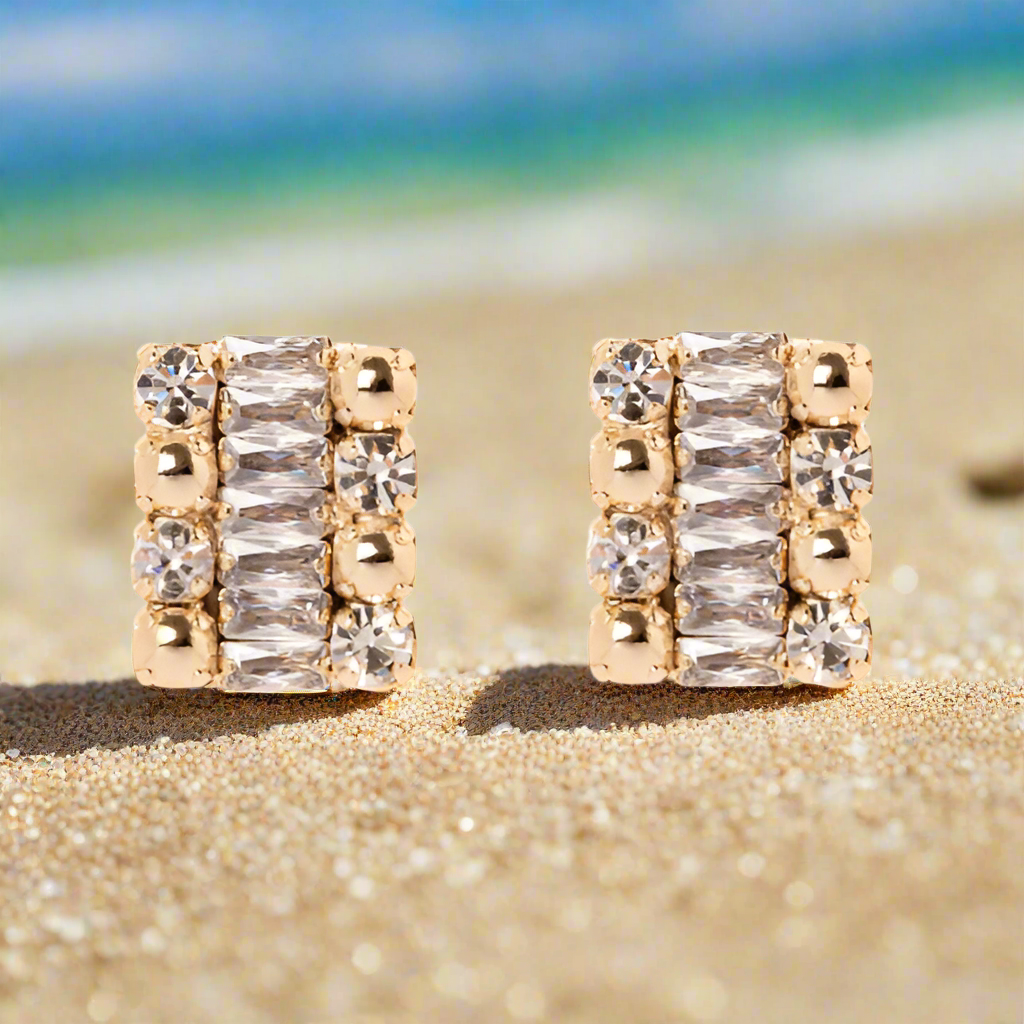 Orecchini a rettangolo Babilonia - Oro e bianco