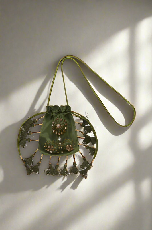 POUCH THE PRECIOUS VELVET - Verde Bosco