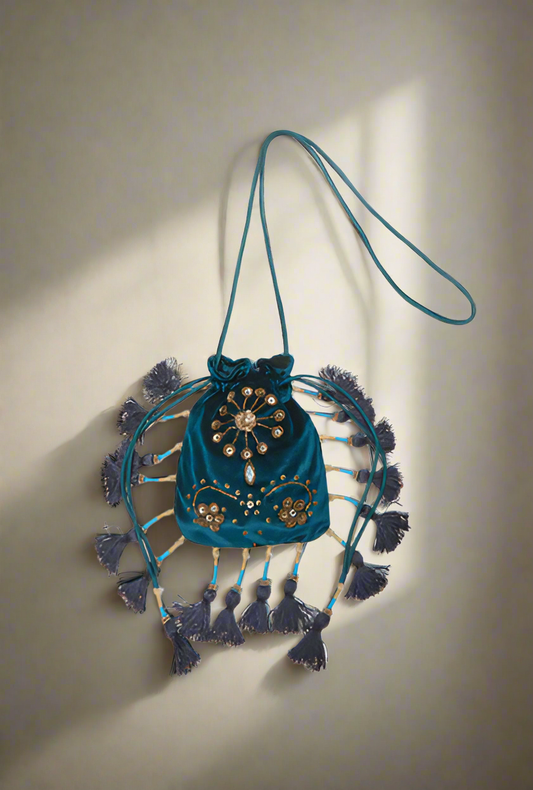 POUCH THE PRECIOUS VELVET - Blu Scuro