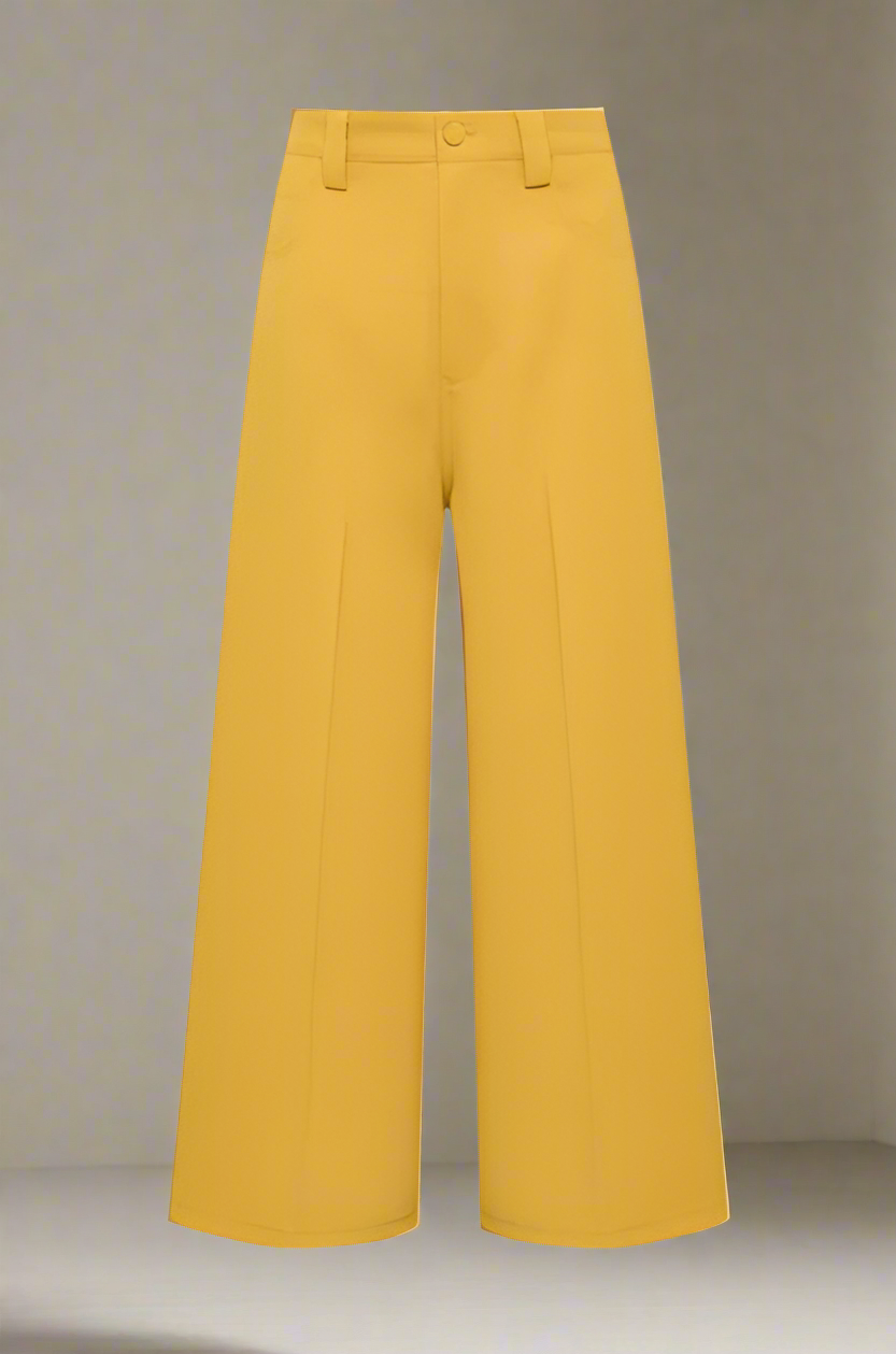PANTALONE SABLÈ CREPE - Senape