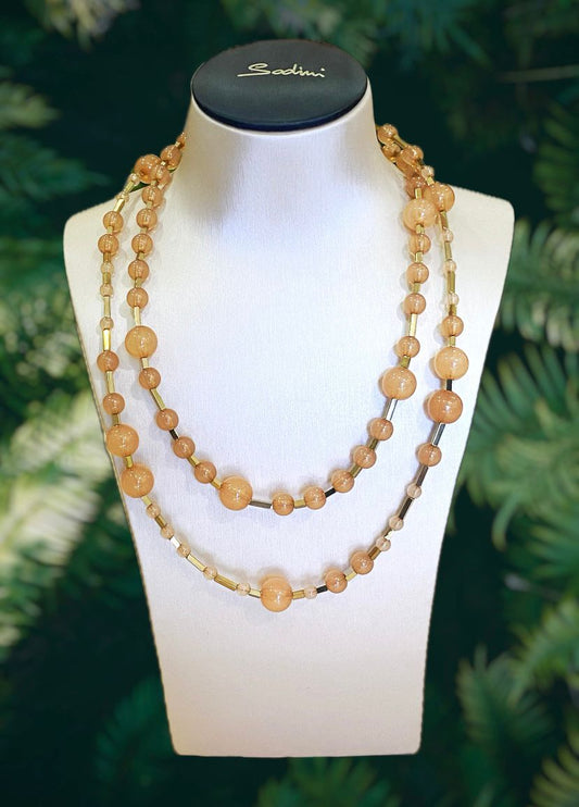 Collana Girocollo a doppio filo Clorofilla - Beige