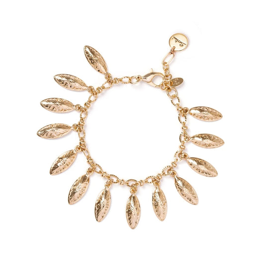 BRACCIALE CON CIONDOLI A FOGLIA ORO AMARANTA