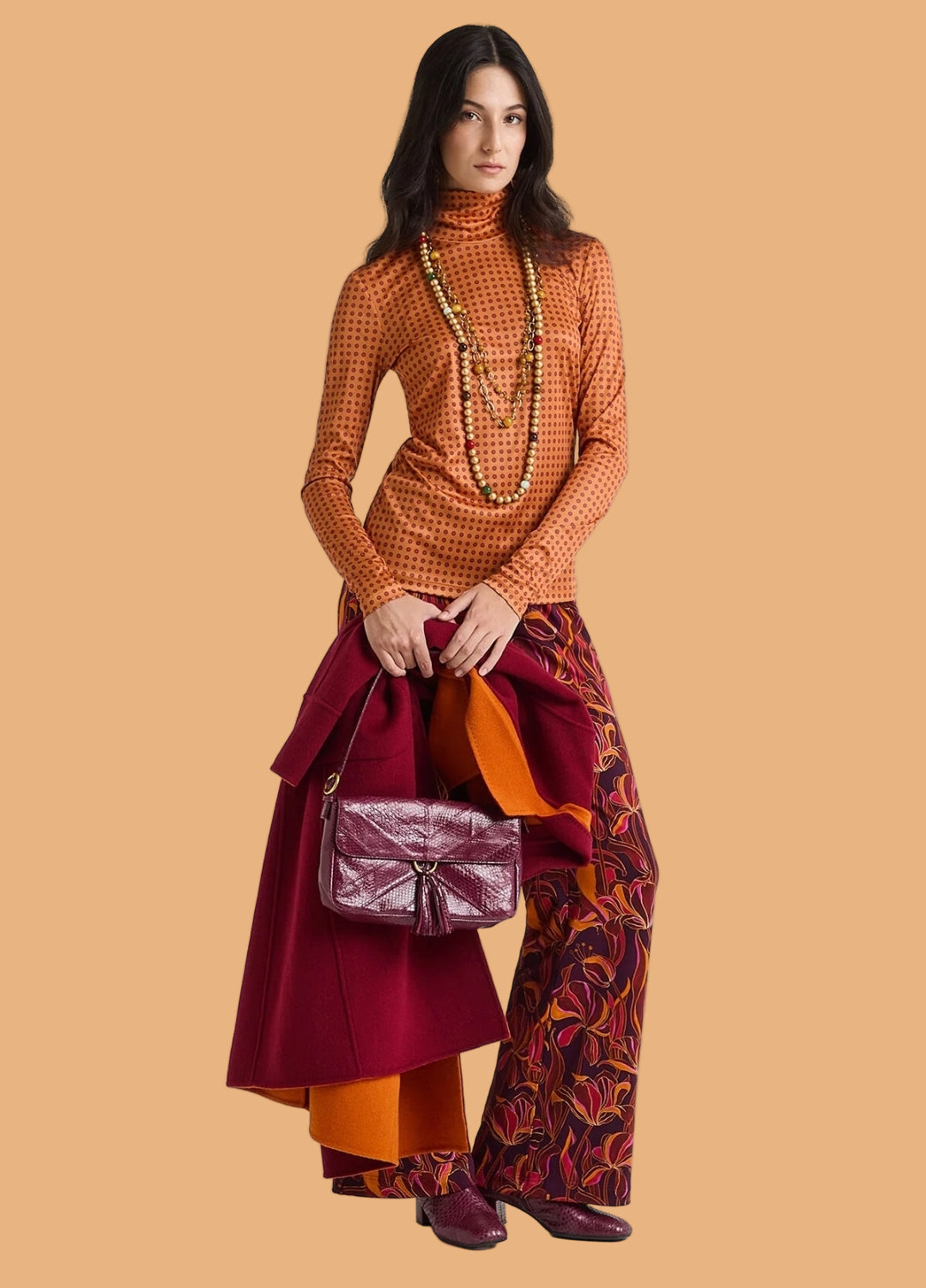 T-SHIRT MICRO PRINT JERSEY - Arancio