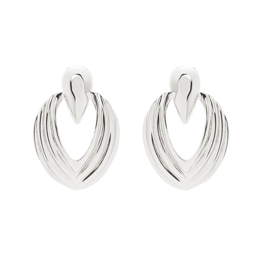 ORECCHINI OVALI CON GOCCIA ARGENTO AMARANTA