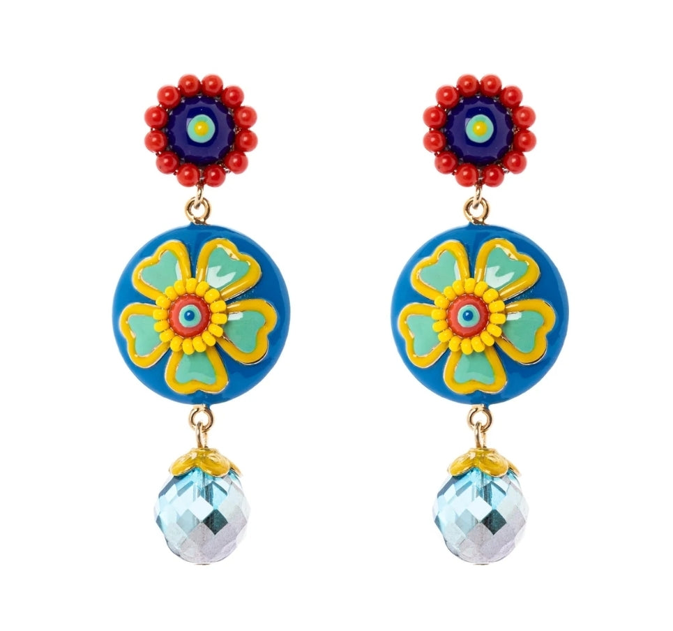 ORECCHINI CON FIORE SMALTATO PARTENOPE