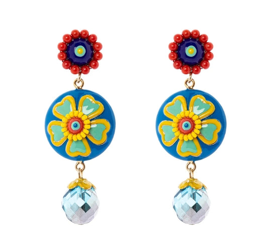 ORECCHINI CON FIORE SMALTATO PARTENOPE