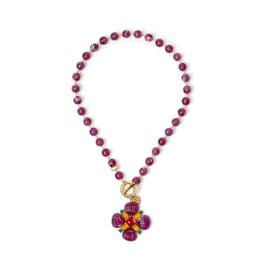 COLLANA BOULE E FIORE PENDENTE NELLIE